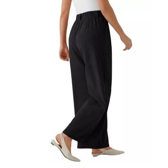 Halara Waffle Black High Waist Wide Leg Flowy Palazzo Casual Pants Size XL - Picture 4 of 6